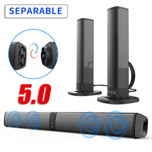 Bluetooth 5.0 Home TV Sound Bar Speaker System Wireless Subwoofer 3D Surround
