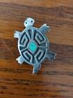 New ListingVintage Sterling Hopi Native American Turquoise Turtle Brooch Pin Unsigned
