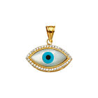 14K Yellow Gold CZ Evil Eye Pendant Charm Pendant For Necklace or Chain