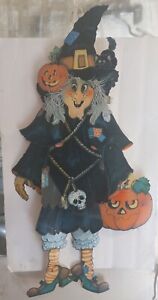 Vintage 3ft Halloween Jointed Witch Pumpkin Die Cut Hallmark Decoration RARE