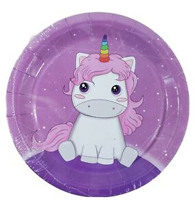Unicorn Baby Dessert Paper Plates 12 Count Purple White Rainbow Party Birthday