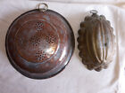 2 Antique Copper? Kitchen Wall Decor Sieve Sifter & Oval Mold from Germany