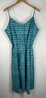 Global Mamas Handmade Dress Ghana SZ XL Elastic Waist Pockets Cotton Turquoise