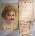 3 Vintage Cookbooks - Taylor Book of Recipes 1928, Home Helps 1898 & Rumford …