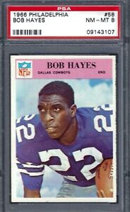 1966 Philadelphia FB #058 PSA 8 Bob Hayes Cowboys 58 Nice!