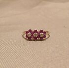 10k yg Gold Rubies & Diamonds Flowers Design Ring 1.5 grams Size 7 NR