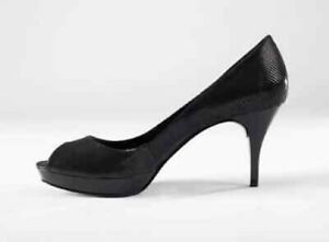 NEW Women 12B ZOFIE Shoes LUCIA Platform PEEP TOE Black ALL Leather PUMP Heel