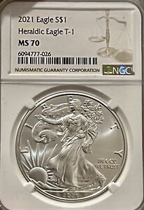 2021 American Silver Eagle 1 oz $1 NGC- MS70 Final Production T-1