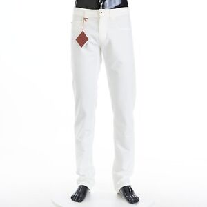 LORO PIANA 650$ White Cotton Denim Pants - Slim-fit, Five-Pocket