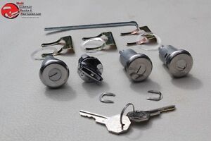 61-64 Chevy Ignition Door Trunk Lock Cylinders w Long Cyl OEM Octagon Head Keys (For: 1961 Impala)
