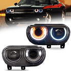 Pair LED DRL Halo Projector Headlights For 2008-2014 Dodge Challenger Front Lamp