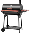 Barrel Charcoal Grill with Front and Side Table Outdoor BBQ, Grilling, Smoking