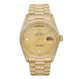 Rolex Day-Date 36mm 18K Yellow Gold Champagne Dial Automatic Mens Watch 18038