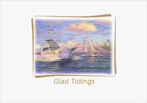 Glad Tidings Glitter 15 Nautical Boxed New Year Cards by Red Farm Studios