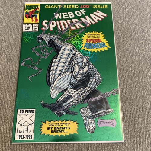 Web of Spider-man #100 Green Foil Cover NM 1st Appearance of Spider Armor 1993