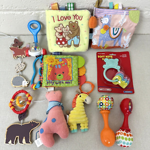 Baby Toy Bundle Lot, Age 3 - 12 Month, Soft Books, Plush Animals, Rattles (#1)