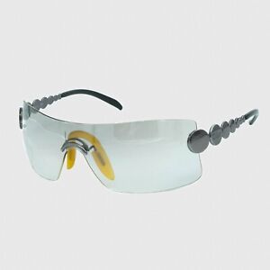 Christian DIOR MILLENIUM Clear Silver Shield Sunglasses Vintage 90s 00s