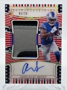 2021 NATIONAL TREASURES AMON-RA ST. BROWN STARS AND STRIPES RPA /25 LIONS