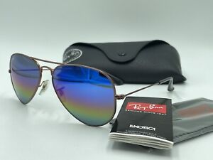 Ray Ban RB3025 9019/C2 58mm AVIATOR MINERAL FLASH Blue Rainbow AUTHENTIC ITALY