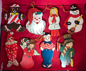 Christmas Ornaments 70's 80's Angel Clown Xmas Snowman Santa VTG lot 10