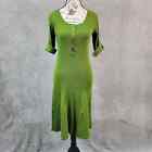Lauren Ralph Lauren Dress Women Medium Olive Green Midi Roll Tab Stretch Henley