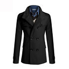 Men Wool Long Jacket Trench Coat Overcoat Warm Outwear Buttons Casual Jacket