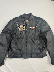 Vintage Harley Davidson Men’s Black Leather Vented Padded Motorcycle Jacket XXL