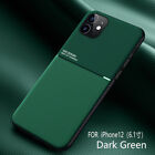 For iPhone 12 11 13 Max Pro Slim Leather Magnetic Metal Hybrid Case Cover