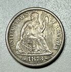 1873-S Seated Liberty 10c Silver Dime with Arrows