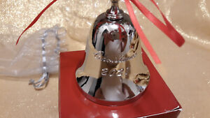 2021 Christmas Bell Ornament with Red Ribbon Hanger New-Open Box Metal Engraved
