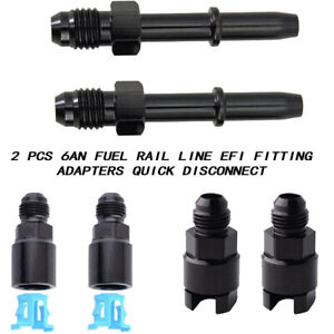 2 Pcs 6AN Fuel Rail Line Fitting Adapters Quick Disconnect Push On Hardline