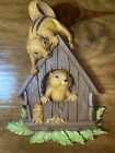 Vintage 1977 Squirrels in Bird House Wall Hanging Home Decor Plaque Dart Ind