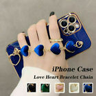 For iPhone 14 15 Pro Max 13 12 11 XS XR Cute Shockproof Love Heart Chain Case