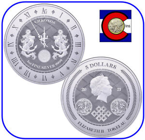 2021 Tokelau Chronos $5 1 oz BU Silver Coin in capsule - Pressburg Mint