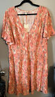 New Pink Flutter Short Sleeve A-Line Dress - Knox Rose Size 1X Relaxed Fit