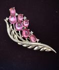 Vintage Crown Trifari Pink Jelly Belly Cabochon Brooch