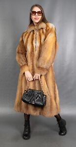 12474 AMAZING REAL RED FOX COAT LUXURY FUR VERY LONG BEAUTIFUL LOOK SIZE M
