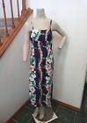 Women's Hawaiian Lei Maxi Sundress Tropical Flower Dress Side Slits Bust 34 1/2