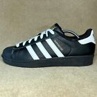 adidas Superstar Foundation Shoes Mens 7.5 Core Black Leather Shell Toe Low Top
