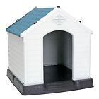 Dog House Plastic Pet Puppy Shelter Waterproof w/Air Vents Elevated Floor White