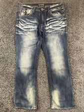 Salvage Mayhem Denim Jeans Boot Cut Regular Fit Mens 36x32 Whiskers Acid Wash