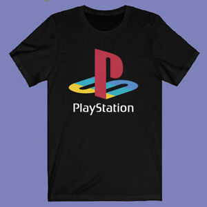 Playstation Play Station Classic Logo Men's Black T-shirt Size S-3XL
