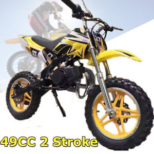 49cc Dirt Bike for Kids 2-Stroke Mini Pit Bike Off Road Gas Motorcycle - Yellow