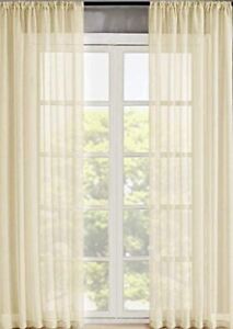 Home 2 Panels Window Sheer Curtains Voile Rod Pocket Solid Multi Color & 4 Sizes