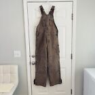 Vintage Carhartt R27  Tan/Brown Double Knee Overalls Sz 34x32 Quilted Lined USA
