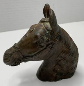 Vintage Copper Horse Head Statue Paperweight 4