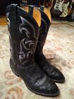 SEDONA WEST BLACK SMOOTH OSTRICH QUILL & LEATHER R TOE COWBOY BOOTS MEN'S 10.5EE