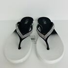 Flip Flops Women's Bling Thong Sandals Black/White Slip-on Size 9 NWT