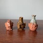 New ListingLot of 3 EKP East Knoll Pottery Glazed Small Miniature Face Jugs/Vases