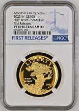 First Releases 2023 W Gold Liberty $100 High Relief 1 oz Proof Coin NGC PF 69 UC